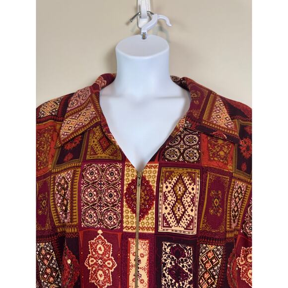 VTG Russell Kemp 90s Boho Tapestry Print Blouse 5X Art-to-Wear Eclectic Tunic - Picture 3 of 13